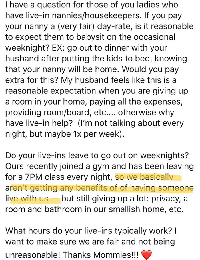 How Dare She Want To Have A Life Outside Of Being A Nanny