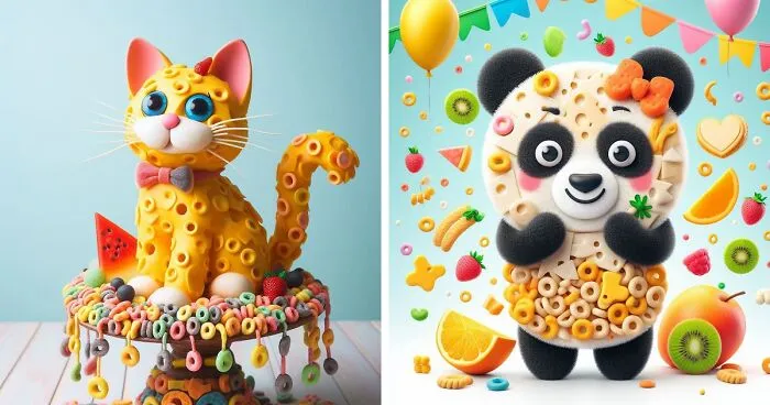 9 AI-Generated Images Of Animals Made Of Weird Foods