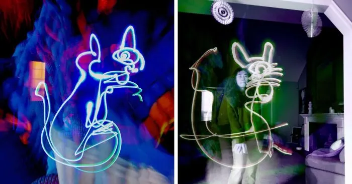 I Created A Series Of Cat Light Drawings