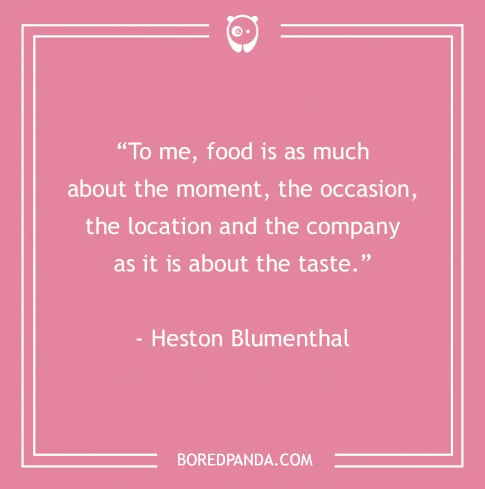 Food quote on a pink background about moments, occasions, and taste, satisfying your inner gourmand's love for food.