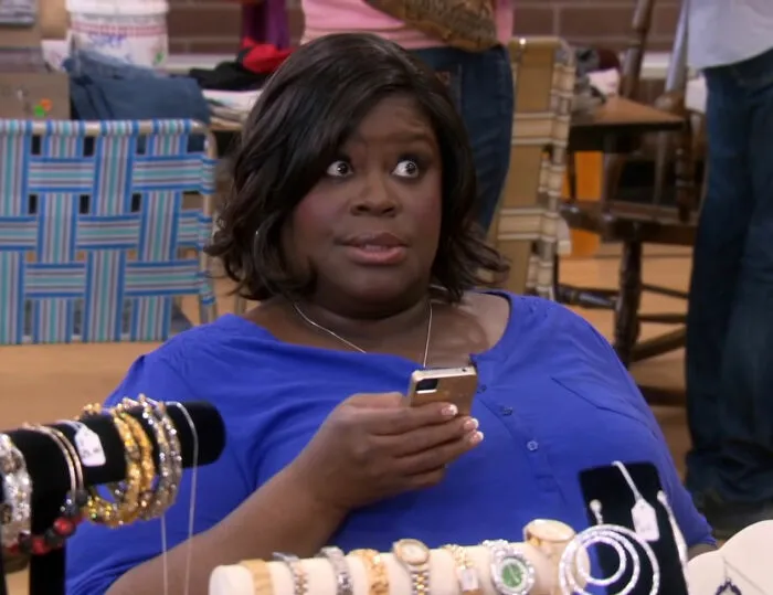 Donna Meagle sitting and talking from Parks & Recreation