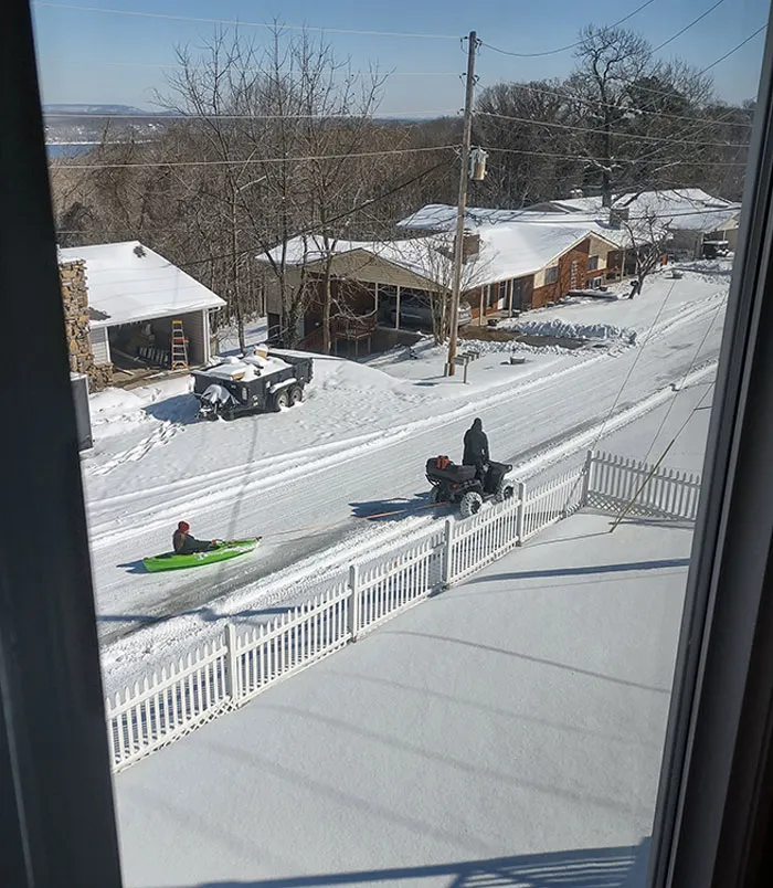 Parents Got Snowed In At The Lake House. Mom Sent Me This And Said: "Your Father And His Friend Are Out Of Control"