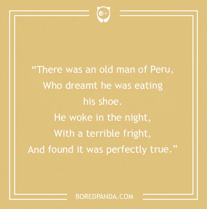 Funny limerick about a man in Peru dreaming he ate his shoe, with a humorous twist.
