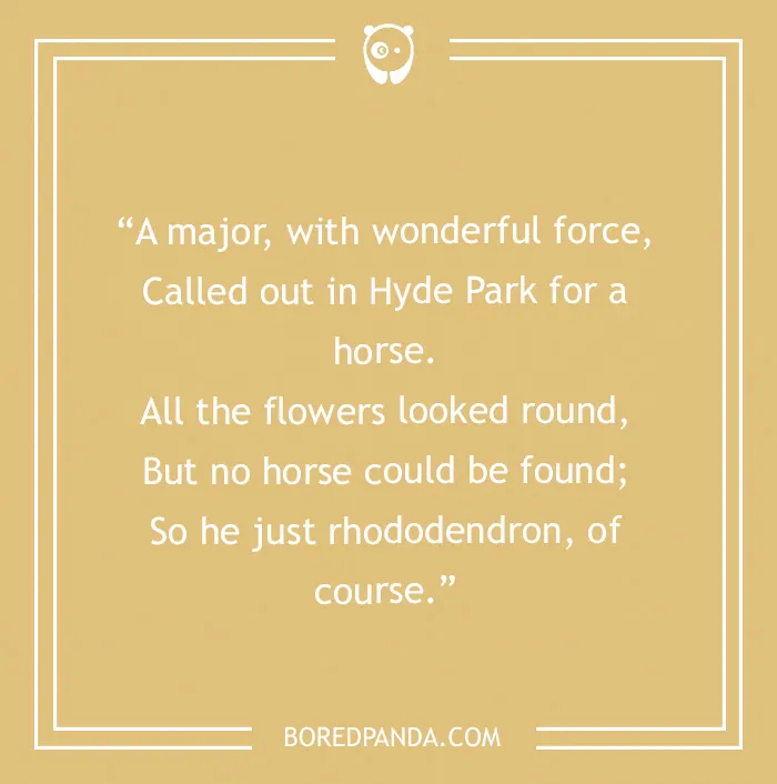 Funny limerick about a major in Hyde Park, seeking a horse; ends with a playful twist.