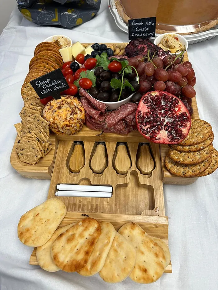 <a Style="Display:inline;" Href="Https://Www.amazon.com/Charcuterie-Cheese-Board-Knives-Set/Dp/B07dl7zv31?pd_rd_w=3jwch&content-ID=amzn1.sym.76a43e74-638c-435a-8b14-0b22762b7f4a&pf_rd_p=76a43e74-638c-435a-8b14-0b22762b7f4a&pf_rd_r=8zds6n4s3r75d2nv8seh&pd_rd_wg=vim1d&pd_rd_r=cb6620df-Acde-4c53-B161-054a49ddf633&pd_rd_i=b07dl7zv31&psc=1&linkcode=ll1&tag=bpflamingo-20&linkid=cf3ecc261eb5a15191d5440fbafdfc71&language=en_us&ref_=as_li_ss_tl" Target="_blank"><span Style="Font:inherit;color:#d74b1f;"> Charcuterie Boards Gift Set </Span>: Ideal For Anyone Who Loves Hosting Epic Parties Or Intimate Gatherings, And Wants To Add An Upscale Touch With A Versatile Serving Piece That's A Total Crowd-Pleaser.