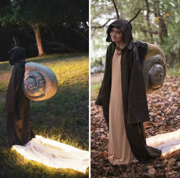 Mi hija quería ser un caracol en Halloween. Todo el mérito es de su padre. Él hace nuestros trajes cada año