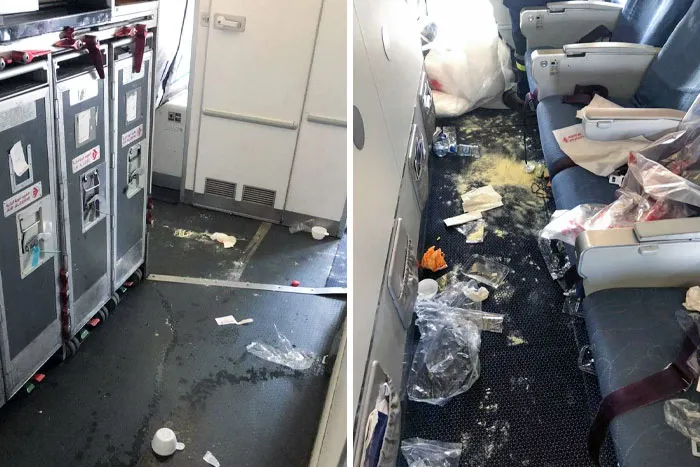 This Is How The Passengers Who Have Just Arrived From Canada Left The Plane. I Can't Find Words. This Is One Of The Reasons For The Delay. It Takes A Long Time To Clean This Pigsty