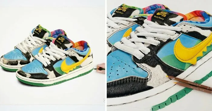 30 Hyper-Realistic Drawings Of Sneakers That Might Make You Think They're Photos