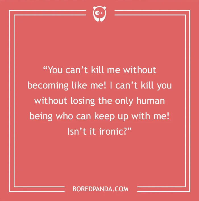 Quote about life on a red background, discussing irony in human relationships, from Bored Panda.
