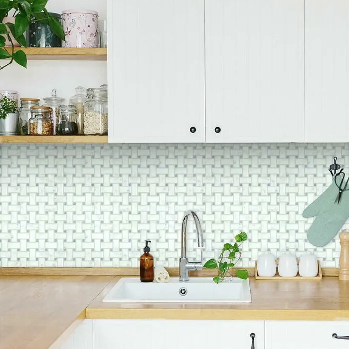 Basketweave Peel & Stick Tile Backsplash