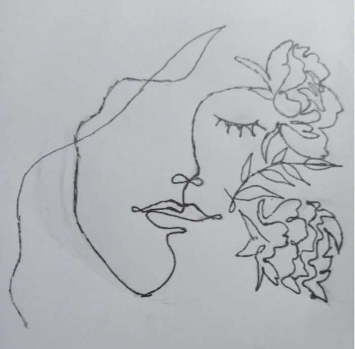 I'm Not Amazing At Realism, So Here's My Try At A Line Art Flower Portrait Thing. Sorry About The Sketchy Lines!