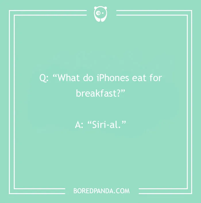 Image with a morning joke about iPhones and "Siri-al" on a green background.