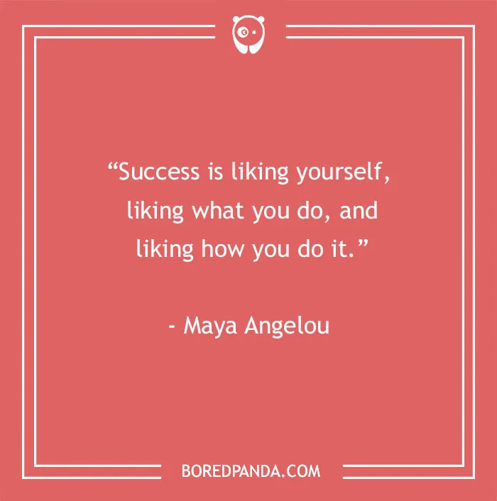 Motivational quote by Maya Angelou on a red background for work inspiration.