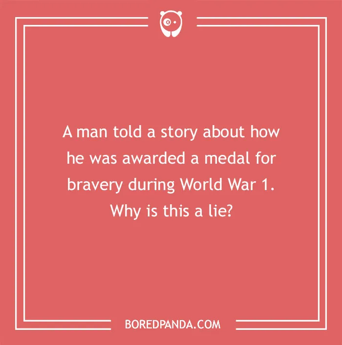 World War I murder mystery riddle text with a question about a bravery medal lie.