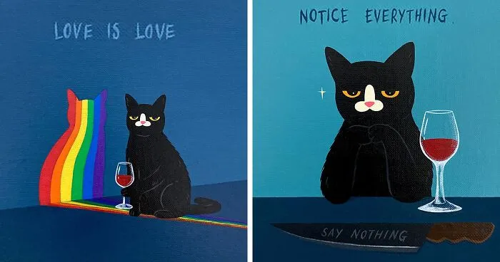 30 Hilarious Illustrations Of A Black Cat With Attitude By This Artist (New Pics)