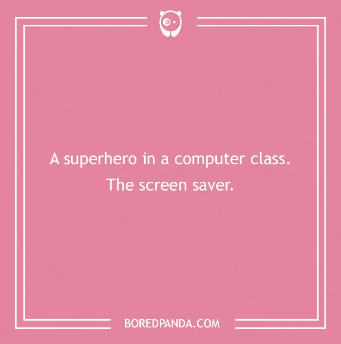 A joke for kids about a superhero in computer class, part of a collection of funny school jokes.