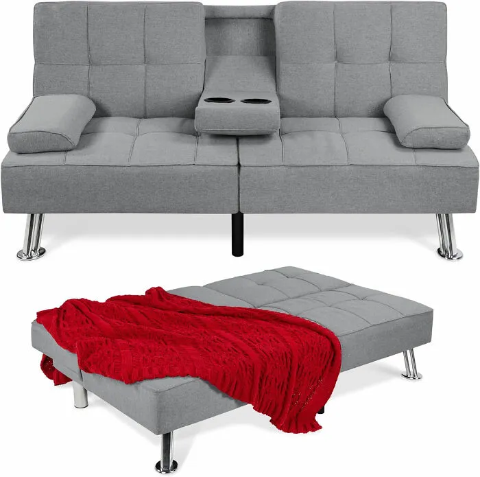 Linen Upholstered Convertible Sofa Bed