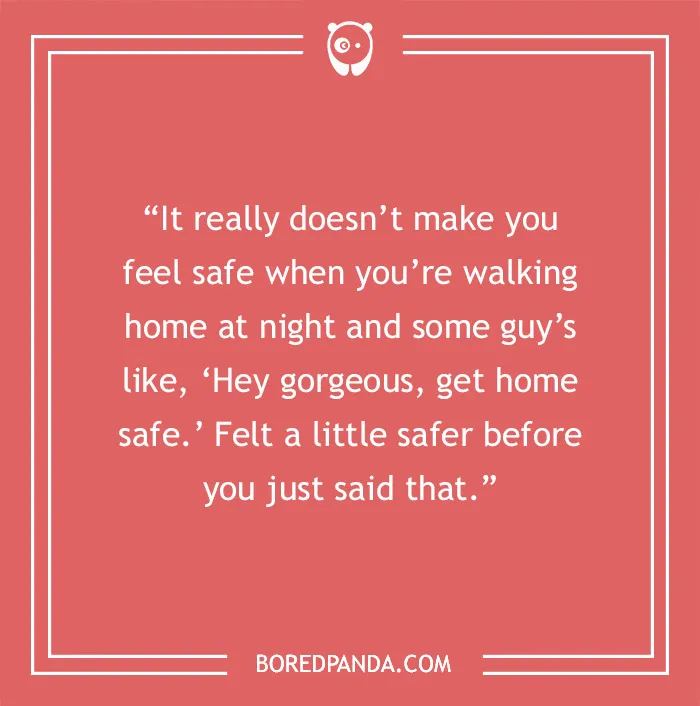 Stand-up comedy joke about feeling safe walking at night, from boredpanda.com.