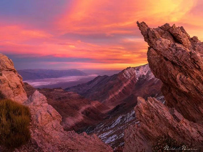 A Window To Death Valley. A Sunset In Death Valley National Park, Ca