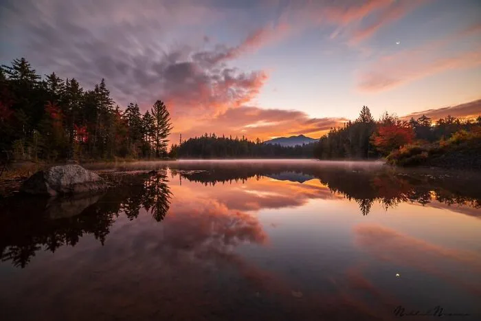 A Fiery Sunrise In The Adirondack Mountains, NY