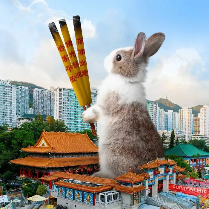 This Artist Reimagined Hong Kong With Giant Animal Residents In His Surreal Depictions (30 Pics)