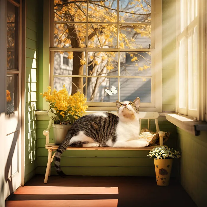 I Am A Photographer Who Created 16 Portraits Of Adoptable Cats Living In Their Dream Houses In Photoshop