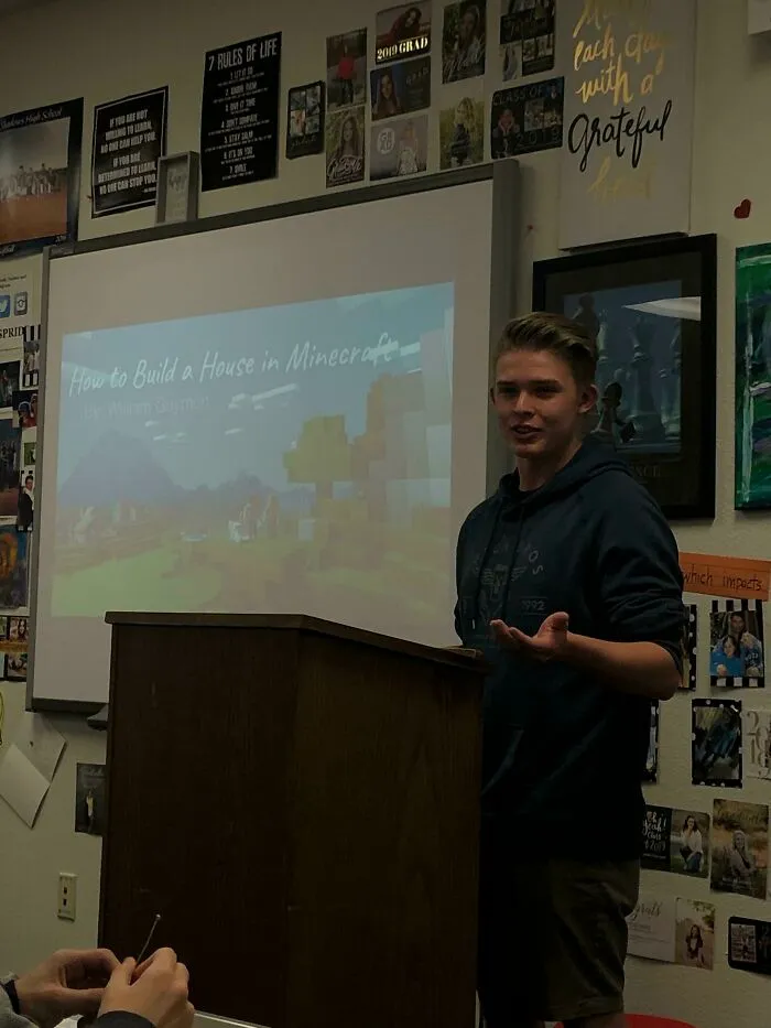 Funny presentation about how to build a house in Minecraft