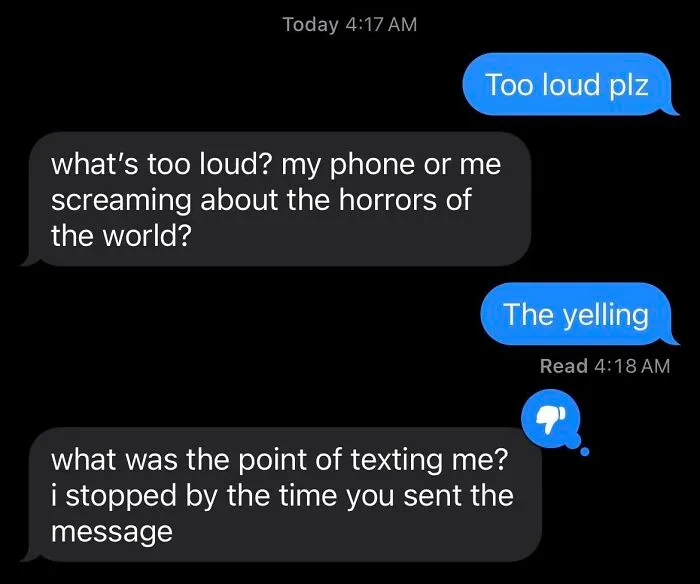 An Actual Text Conversation Between My Roommate And Me After She Woke Me Up At 4am