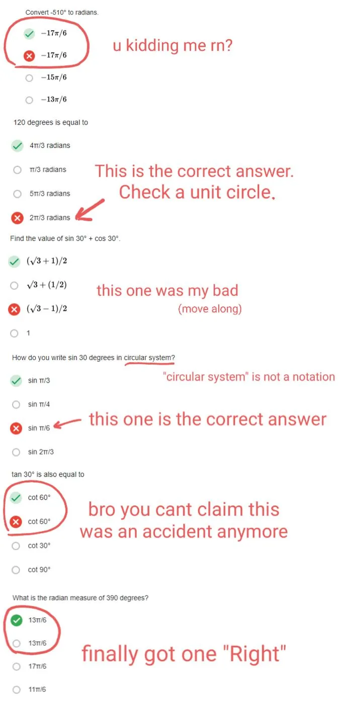 My Previous Math 1060 Professor Has Nearly A 50% Drop Rate, 30% Fail Rate, And A Mere 20% Pass Rate. Didn't Take Me Long To Find Out Why. (Actual Snapshot From Hw) [oc]