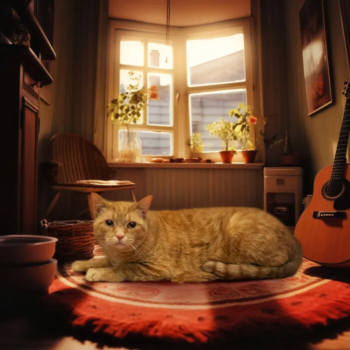 I Am A Photographer Who Created 16 Portraits Of Adoptable Cats Living In Their Dream Houses In Photoshop