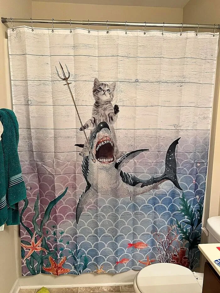 Keep Your Shower Times From Going 'Down-Drain'-Saur With The Funny Cat Riding Dinosaur <a Style="Display:inline;" Href="Https://Www.amazon.com/Aatter-Dinosaur-Curtain-Nautical-Bathroom/Dp/B0c65mmjg9?crid=1xktcu0fzctbe&keywords=fun%2bproducts%2bfor%2badults&qid=1703148602&sprefix=fun%2bprodu%2caps%2c184&sr=8-103&th=1&linkcode=ll1&tag=bpcrab-20&linkid=7f63927fc633caa9ed7aef7f4902a443&language=en_us&ref_=as_li_ss_tl   " Target="_blank"><span Style="Font: Inherit; Color: #d74b1f;"> Shower Curtain</Span>! Here's To The Clashing Worlds Of Cute Kittens And Ferocious Dinos In Your Bathroom