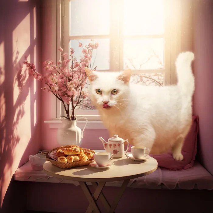 I Am A Photographer Who Created 16 Portraits Of Adoptable Cats Living In Their Dream Houses In Photoshop