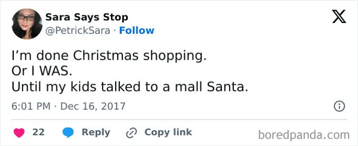 40 Hilarious And Relatable Posts From X About Christmas Shopping As A Parent