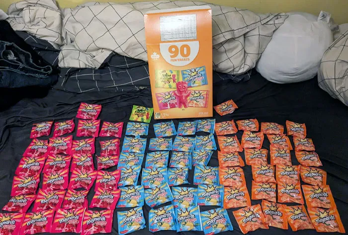 Not Only Did My Box Of "90" Treats Have Only 75 Candies, But Also Only 1 Sour Patch Kids