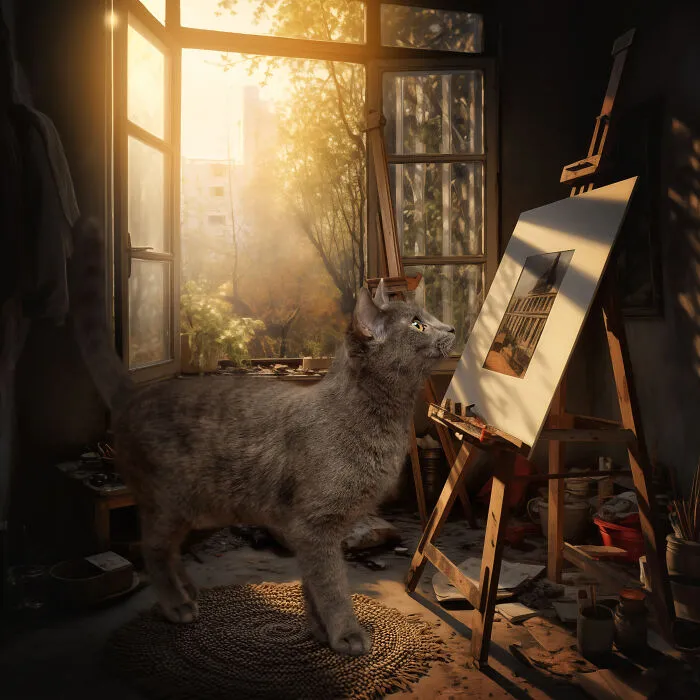 I Am A Photographer Who Created 16 Portraits Of Adoptable Cats Living In Their Dream Houses In Photoshop