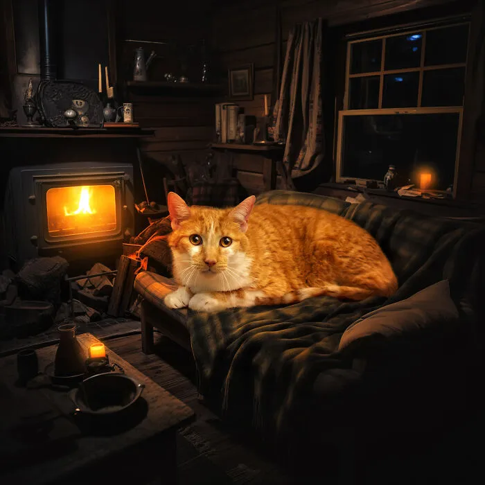I Am A Photographer Who Created 16 Portraits Of Adoptable Cats Living In Their Dream Houses In Photoshop