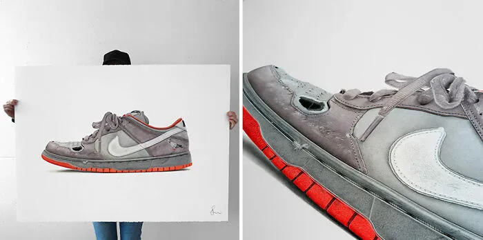 30 Hyper-Realistic Drawings Of Sneakers That Might Make You Think They're Photos