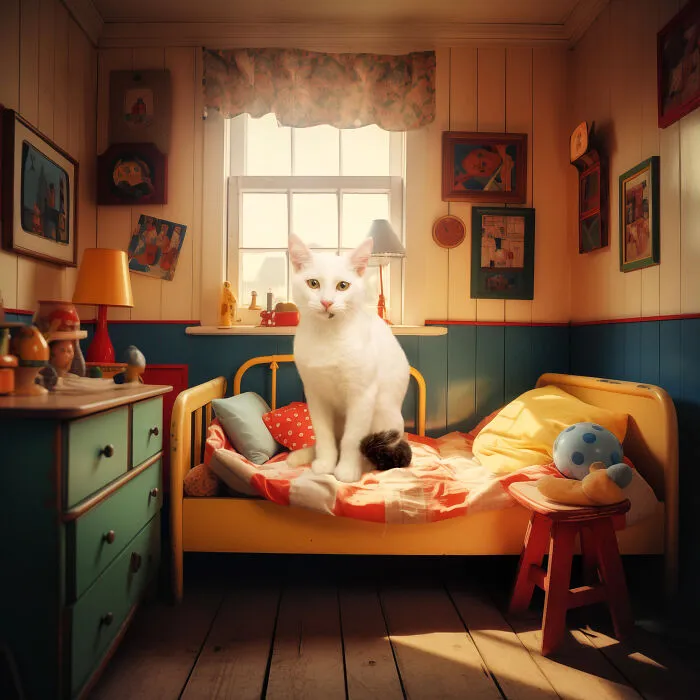 I Am A Photographer Who Created 16 Portraits Of Adoptable Cats Living In Their Dream Houses In Photoshop