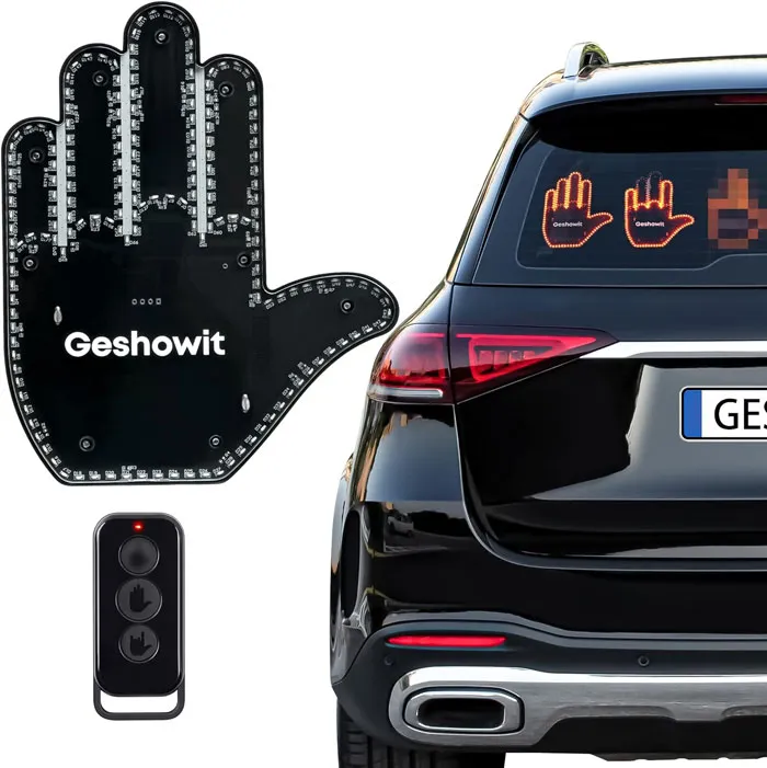Fun Car Finger Light With Remote: This entertaining car gadget not only allows you to express your road feelings in a hilarious way - day or night, but it's also super easy to install and adheres to the US traffic laws.