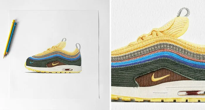 30 Hyper-Realistic Drawings Of Sneakers That Might Make You Think They're Photos