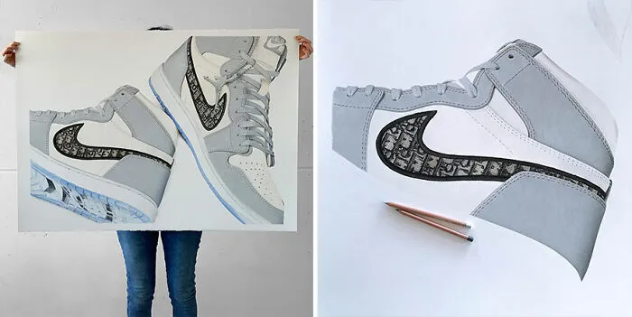 30 Hyper-Realistic Drawings Of Sneakers That Might Make You Think They're Photos