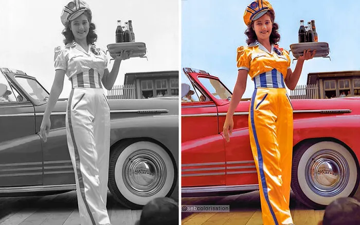 Iconic Carhop Girl, Circa 1945