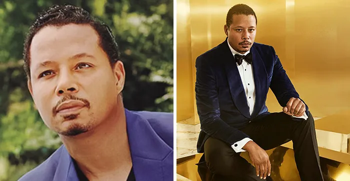 Handsome older man in a blue blazer outdoors and in a tuxedo seated indoors.