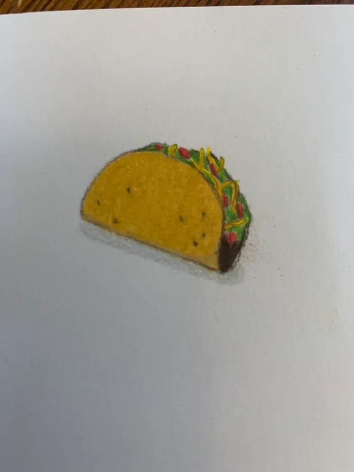 I Recently Began Learnging How To Use Colord Pencils: Here Is My Tny Taco