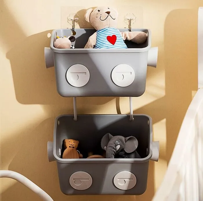 Wall-Mounted Buckets Storage For Stuffed Animals