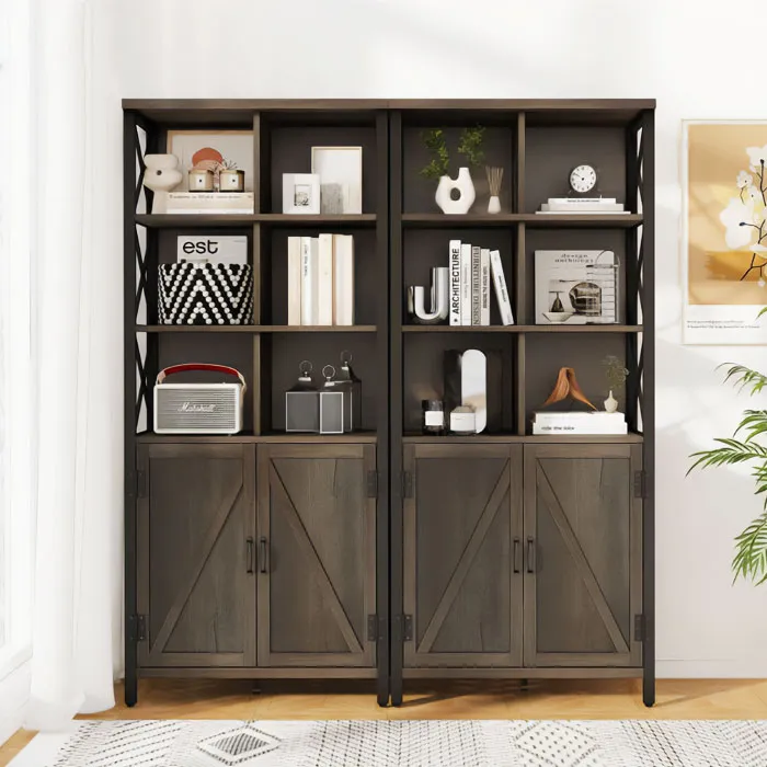 Fatorri Rustic Bookcase With Doors