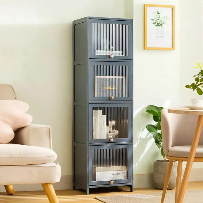 Iotxy Corner Bookshelf with Moru Glass Doors
