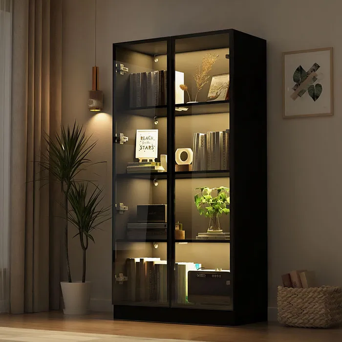 Famapy Bookshelf With Glass Doors