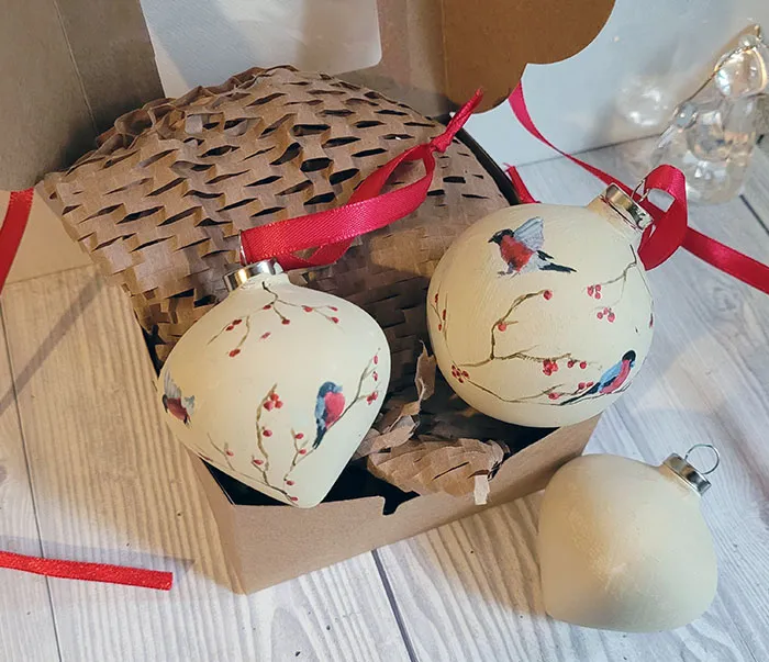 Painted A Few More Ornaments, This Time Some Tiny Bullfinches