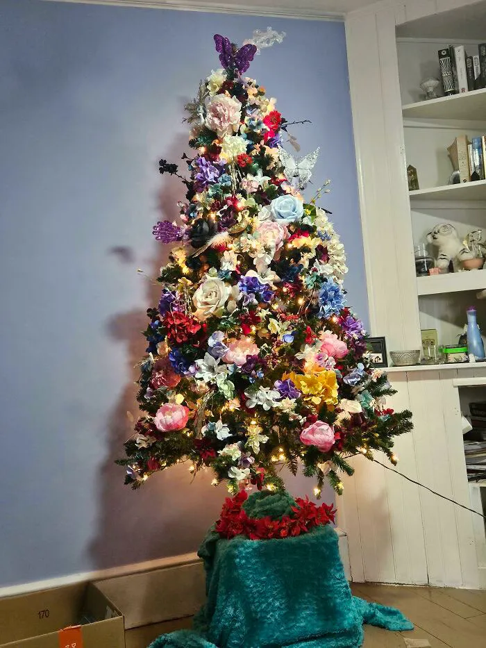 My Christmas Tree. We Couldn't Afford Christmas Decorations, So Used Stuff We Already Had